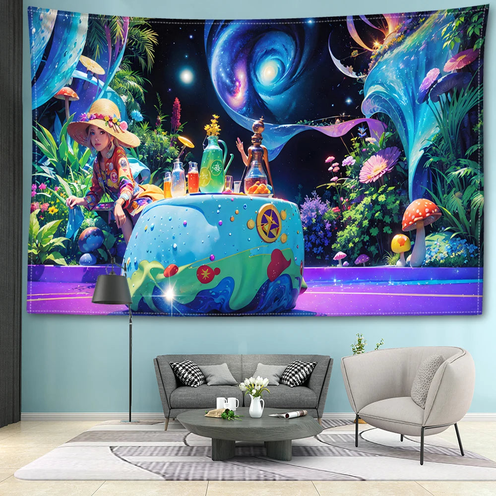 Trippy Mushroom Forest Tapestry scooby