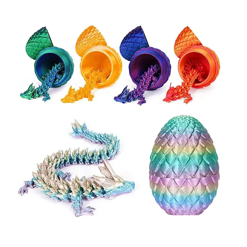 Cute 3D Printed Chinese Dragon Surprise Egg Movable Joint Articulated Dragon Mini Desktop Decoration Collectible Craft Gift