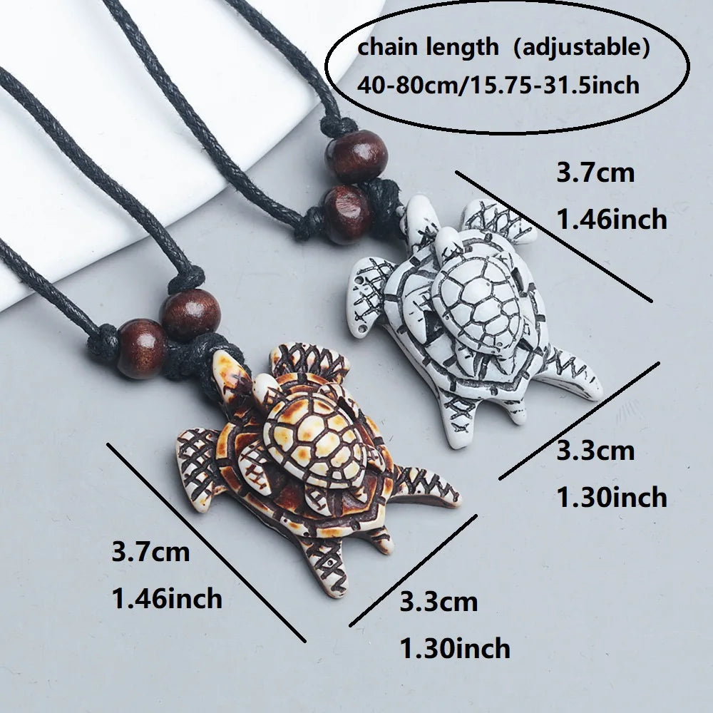 6/10/12Pcs/Lot Fashion Vintage Simple Turtle Tai Ji Fish Adjustable Necklaces For Men Women Rope Chain Jewelry Accessories Gifts