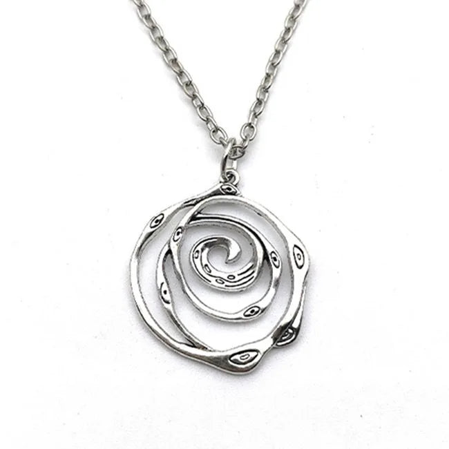 Y2K Retro Vortex Necklace For Women Man Fashion Party Rock Jewelry Accessory Gift Pentagram Vortex Sun Mysterious Hippie Choker