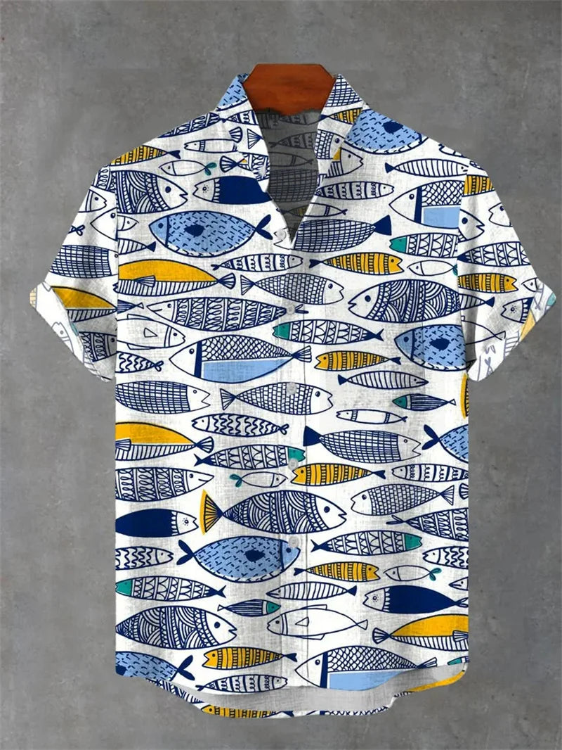 20225 Fashion Luxury Tropical Style Hawaiian Shirt 3D Digital Printing Men's Short Sleeve Collar Shirt
