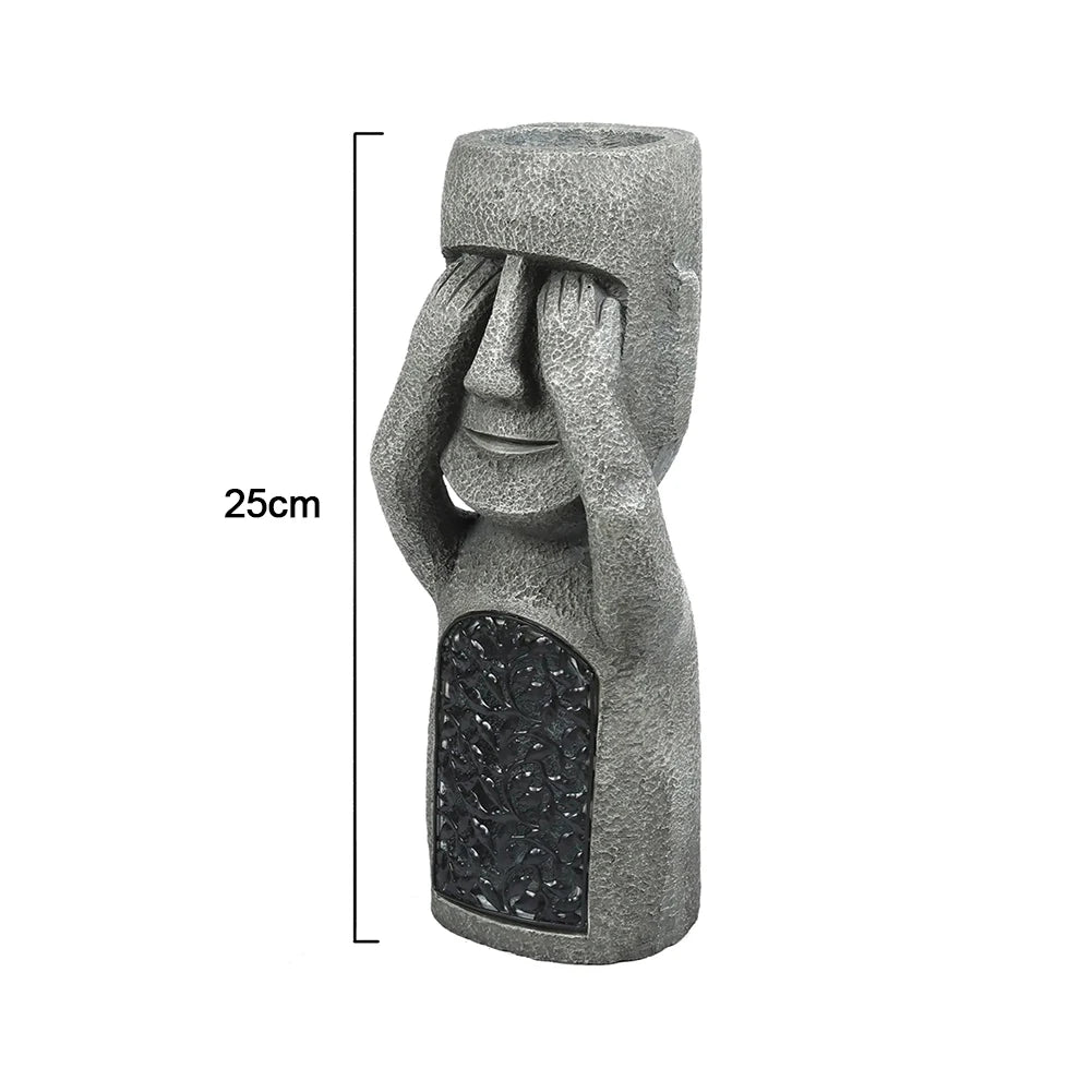 See Hear Speak No Evil Garden Easter Island Statues Creative Resin Sculpture Outdoor Decoration Home Vase Statue Decor Figurine