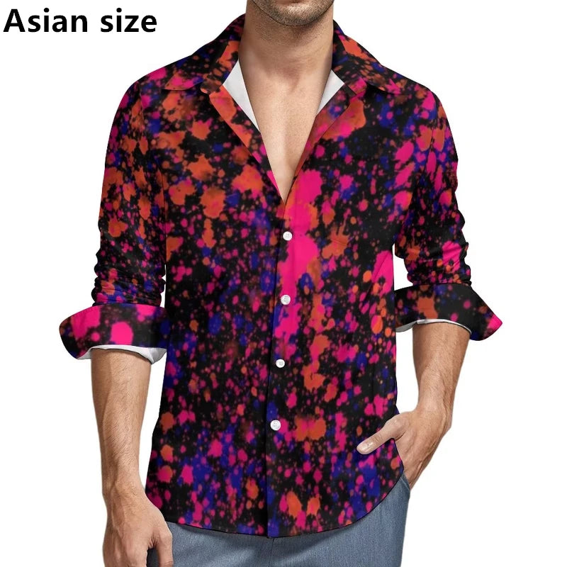 Tie-dye 3D Printed Pattern Shirt Colorful Men Long Sleeve Shirts Spring Autumn Casual  Man Elegant Blouses Y2k Unisex Clothes