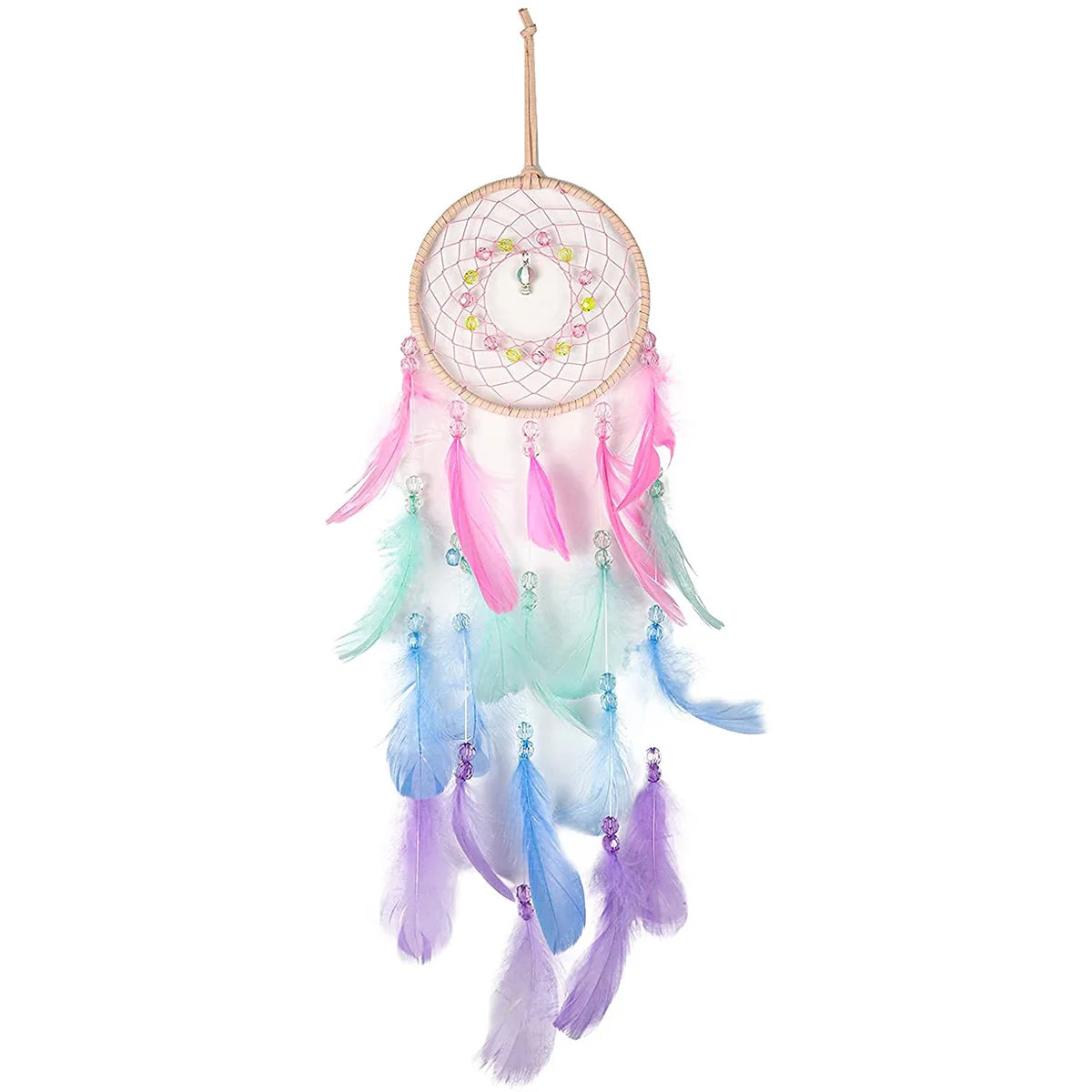 Dream Catcher Wall Decor Pink Feather Dreamcather Star Moon Wall Hanging for Girls Kids Bedroom Decor Birthday Christmas Gifts