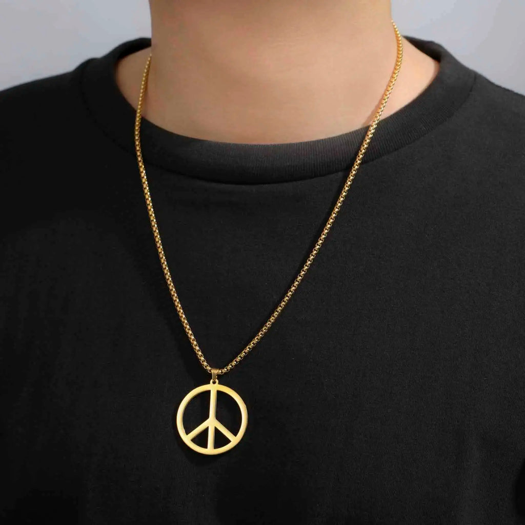 Peace Necklace Peace Sign Symbol Pendant Necklace Chain Necklace for Hippie Party Dressing Accessories Jewelry for Women Men
