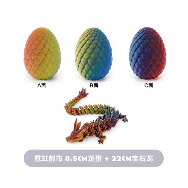 Cute 3D Printed Chinese Dragon Surprise Egg Movable Joint Articulated Dragon Mini Desktop Decoration Collectible Craft Gift