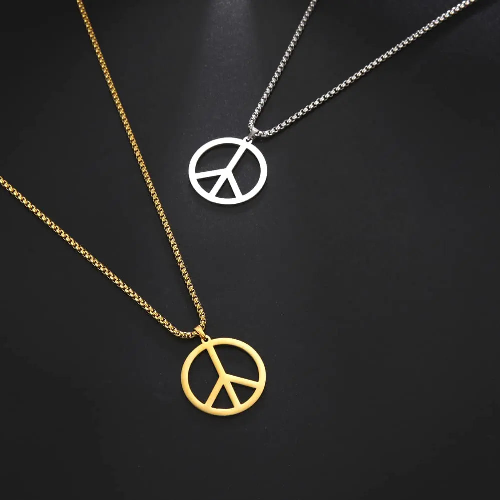 Peace Necklace Peace Sign Symbol Pendant Necklace Chain Necklace for Hippie Party Dressing Accessories Jewelry for Women Men