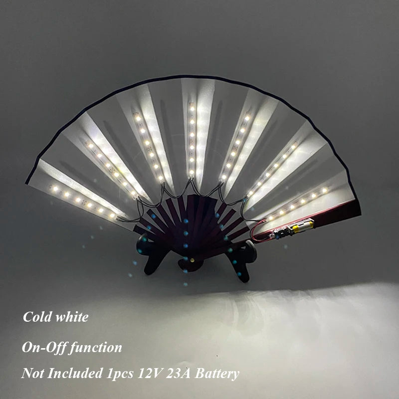 Holiday Carnival party lighting supplies  LED neon light rave fan  folding luminous fan wedding hand fan glowing in the party
