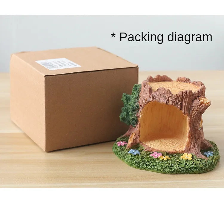 Cute Grassland Tree Hole Decoration Creative Micro Landscape Cartoon Ins Home Decoration Resin Crafts Home Decor Fairy Garden