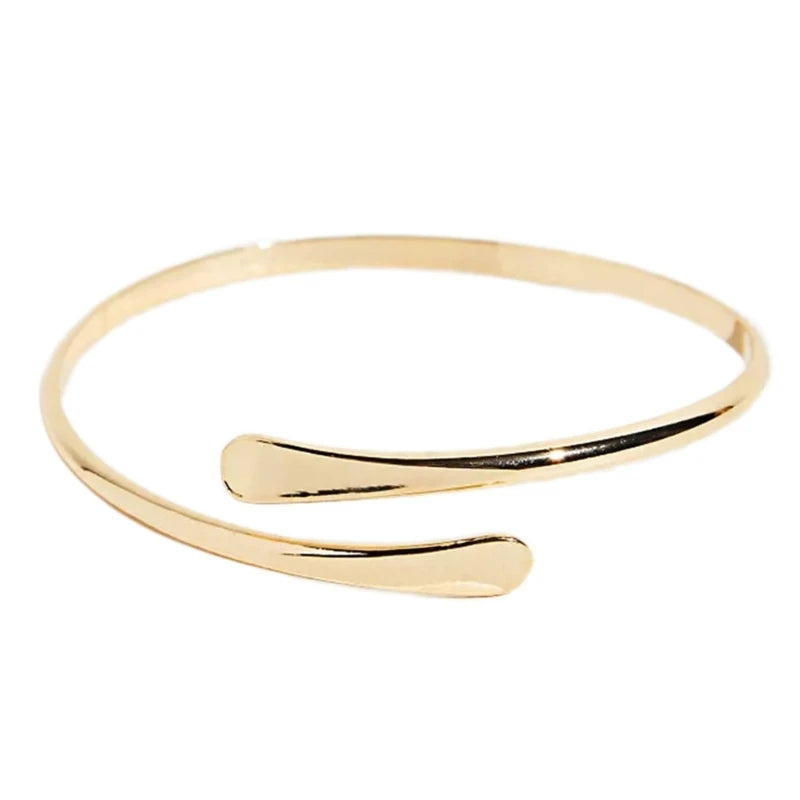 Upper Arm Bracelet Metal Coil Swirl Spiral Shape Armband Cuff Fashion Simple Arm Bangle Armlet Adjustable for Women Girl