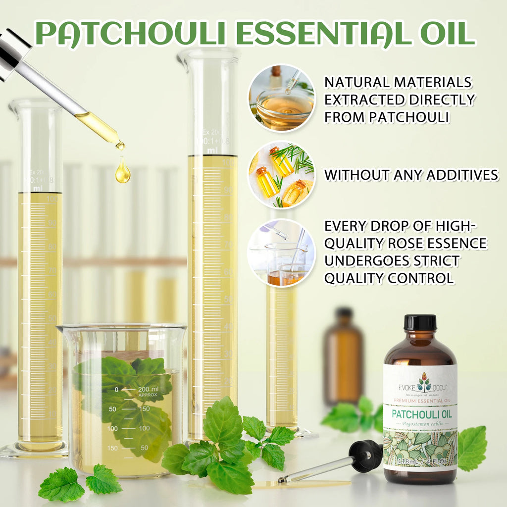 EVOKE OCCU Patchouli Essential Oil, Pure Patchouli Oil for Diffuser Massage Fragrance DIY Candle Soap Making-118ML/4 Fl.Oz