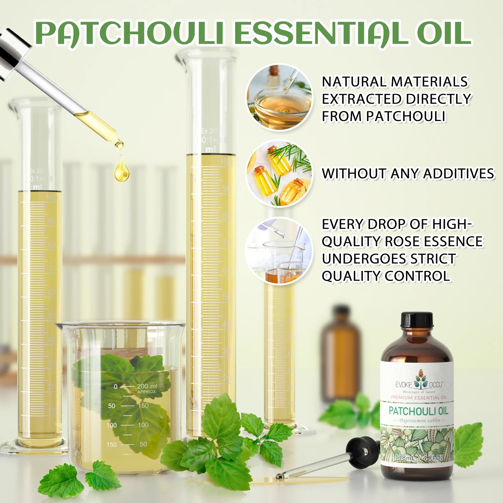 EVOKE OCCU Patchouli Essential Oil, Pure Patchouli Oil for Diffuser Massage Fragrance DIY Candle Soap Making-118ML/4 Fl.Oz