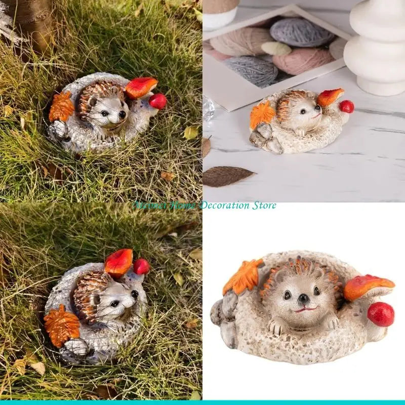 H7BF Hedgehog Figurine Hedgehog Garden Ornament Seasonal Holiday Decoration Resin Texture Suitable for Unique Home and Garden