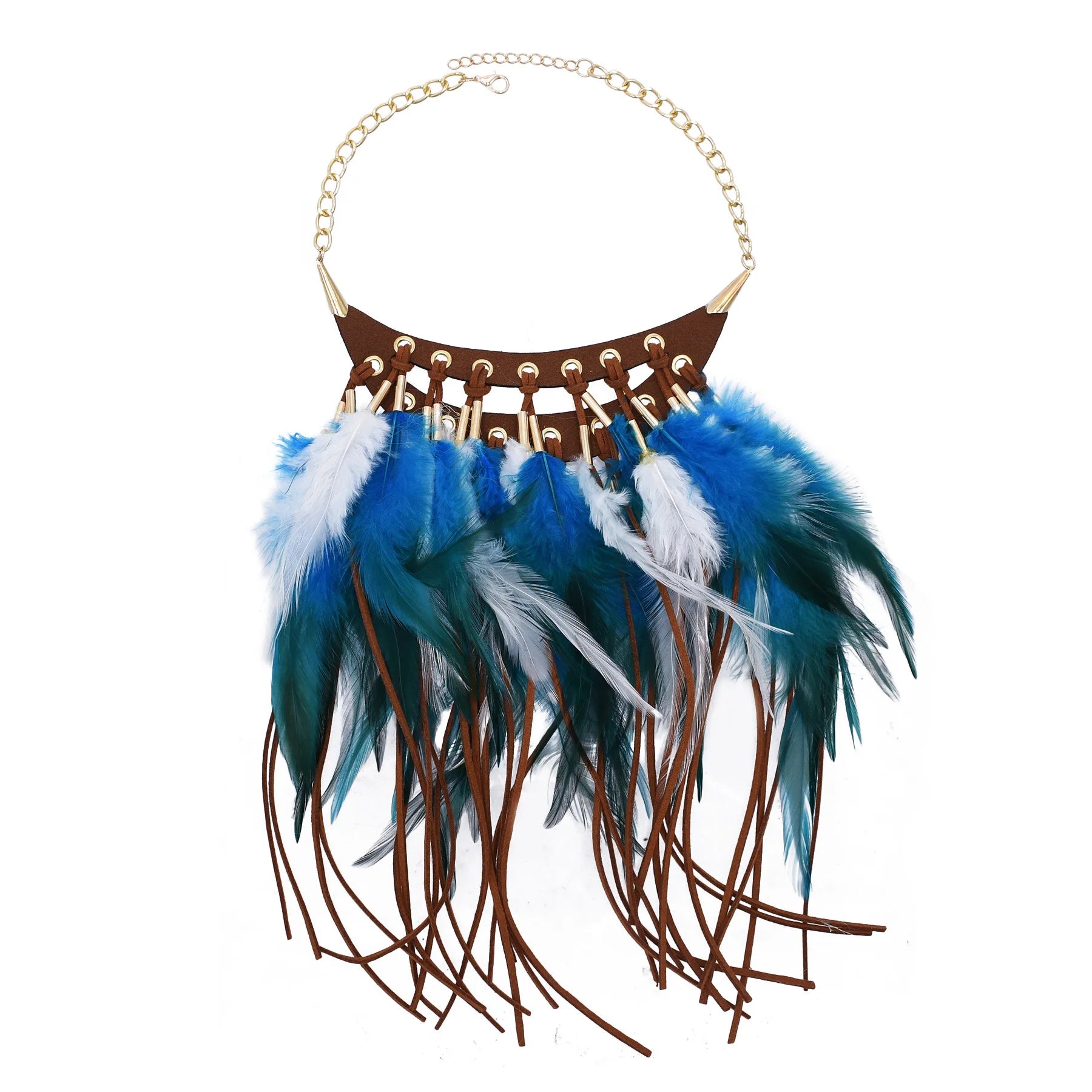 Black Brown Long Feather Pendants Indian Ethnic Necklace Vintage Bohemia African Hyperbole Hippie Charm Collar Statement Jewelry