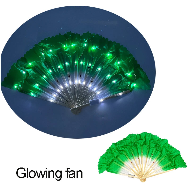 Holiday Carnival party lighting supplies  LED neon light rave fan  folding luminous fan wedding hand fan glowing in the party