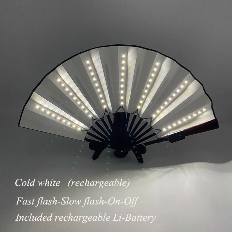 Holiday Carnival party lighting supplies  LED neon light rave fan  folding luminous fan wedding hand fan glowing in the party