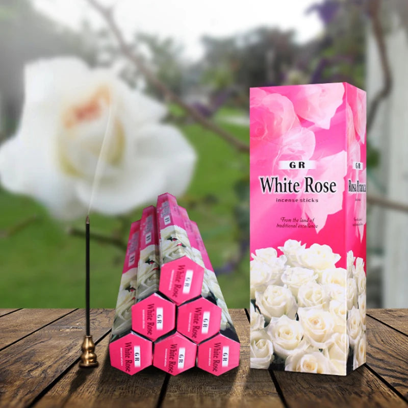 Y 120 Sticks Indian Incense White Rose Meditation Yoga Bedroom Household Incense Hotel Purifying Air Deodorization Aromatherapy