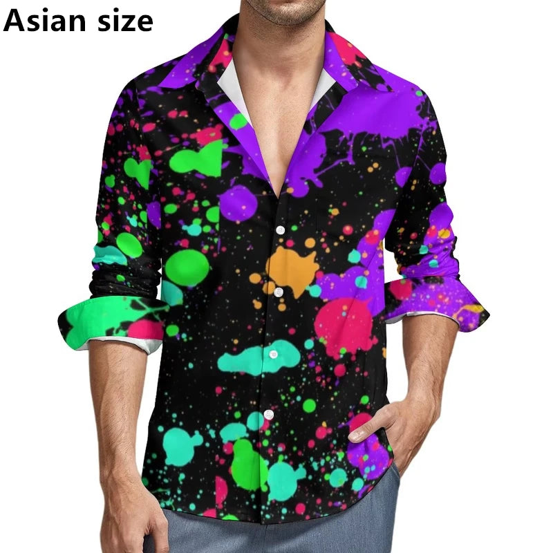 Tie-dye 3D Printed Pattern Shirt Colorful Men Long Sleeve Shirts Spring Autumn Casual  Man Elegant Blouses Y2k Unisex Clothes