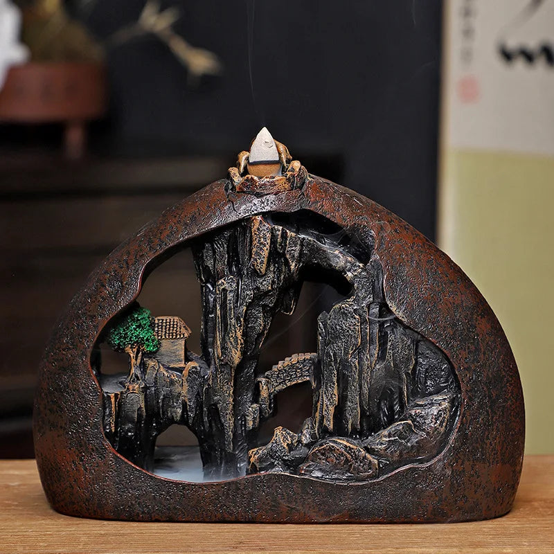 Incense Burner Household Indoor Incense Art with Zen-like Atmosphere Landscape Decoration Listening Rain Halfway The Mountain