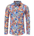 Halloween Hippie Men's Disco Hip-Hop Button Flower Retro Long Sleeve Shirt Print Flower Pullover Blouse Versatile Top