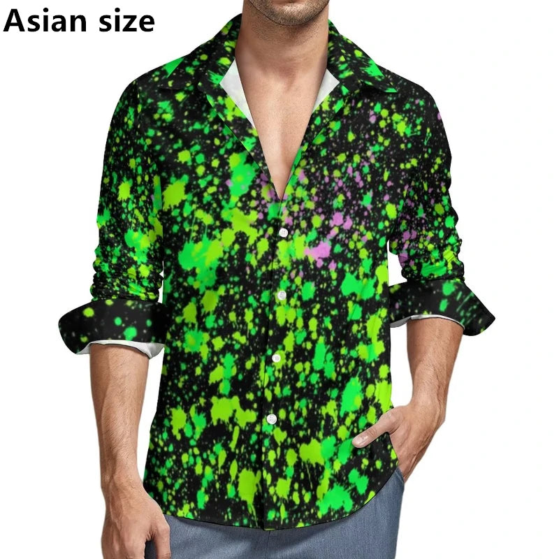 Tie-dye 3D Printed Pattern Shirt Colorful Men Long Sleeve Shirts Spring Autumn Casual  Man Elegant Blouses Y2k Unisex Clothes