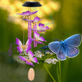 Solar Butterfly Wind Chimes, Christmas Gifts for Mom Grandma, Purple Glass with Lighted Pendant, Outdoor Garden Patio Decor for