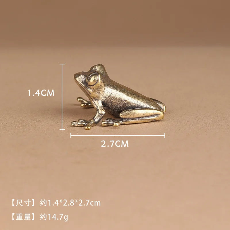 Retro Brass Mini Frog Miniatures Figurines Vintage Animal Figurine Toad Desktop Ornaments Home Decoration Crafts Tea Pet Decor