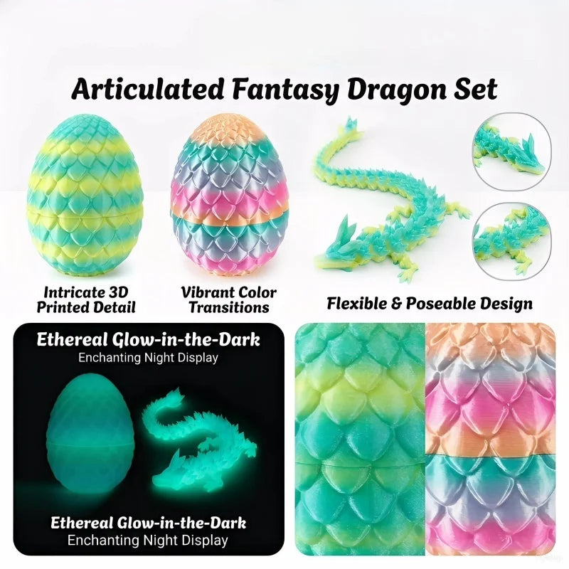 Cute 3D Printed Chinese Dragon Surprise Egg Movable Joint Articulated Dragon Mini Desktop Decoration Collectible Craft Gift