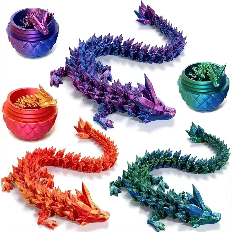 Cute 3D Printed Chinese Dragon Surprise Egg Movable Joint Articulated Dragon Mini Desktop Decoration Collectible Craft Gift