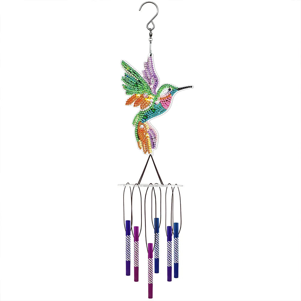 Acrylic Wind Chime Bell Pendant Diamond Painting Wind Chimes Special Shape DIY Rhinestones Wind Chime Kit for Home Garden Window