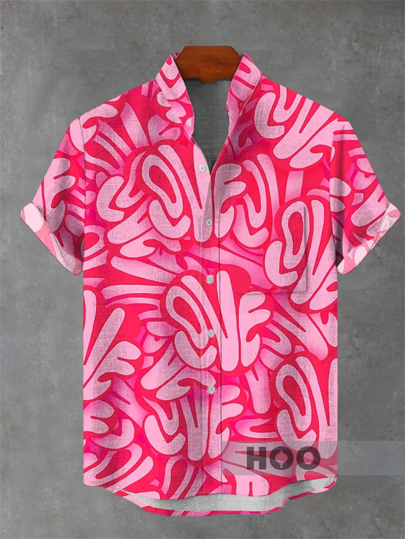 20225 Fashion Luxury Tropical Style Hawaiian Shirt 3D Digital Printing Men's Short Sleeve Collar Shirt