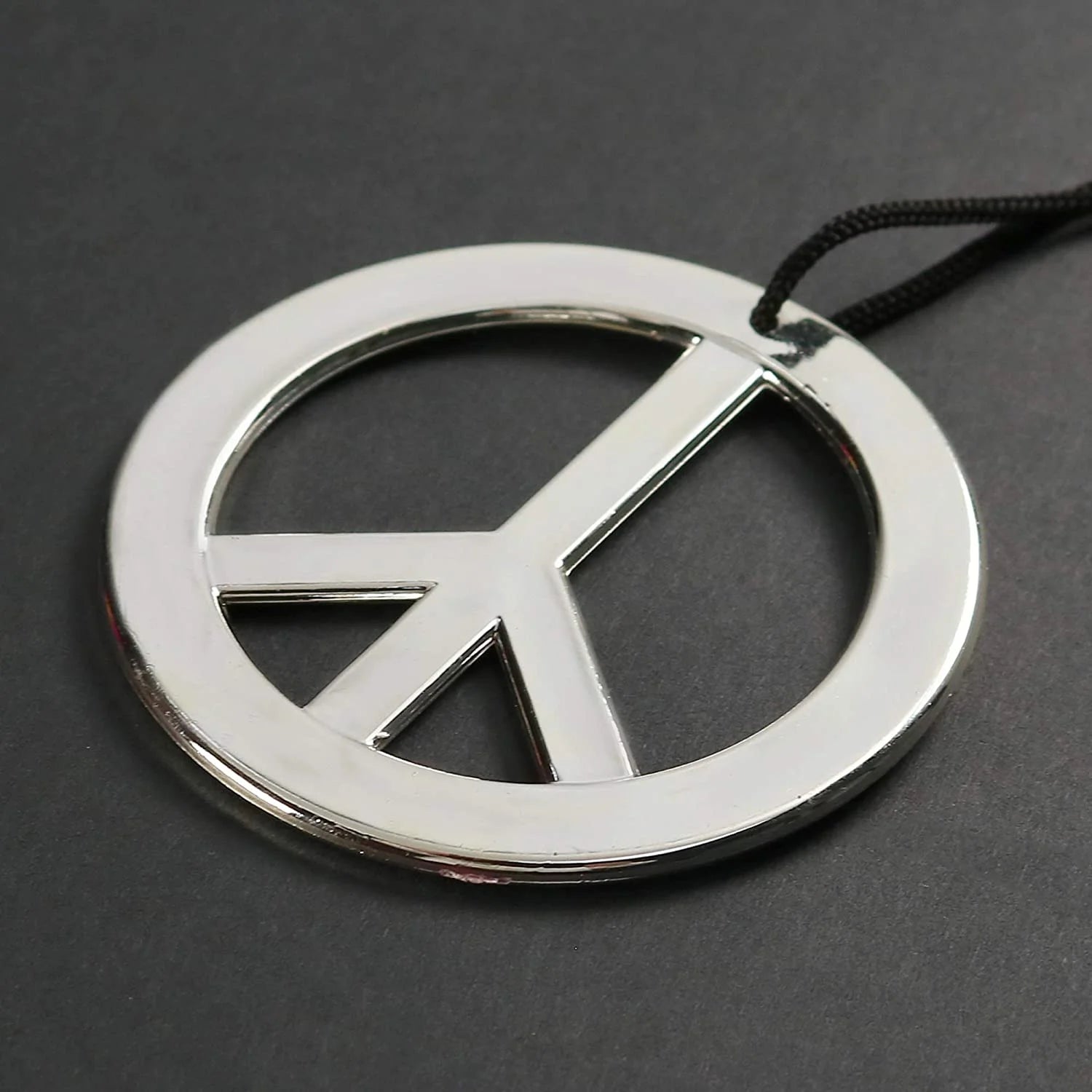 Hippie Stainless Steel Silver Peace Sign Pendant Necklace for Men Women Trendy Jewelry Gift