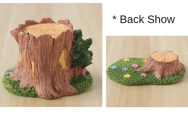 Cute Grassland Tree Hole Decoration Creative Micro Landscape Cartoon Ins Home Decoration Resin Crafts Home Decor Fairy Garden