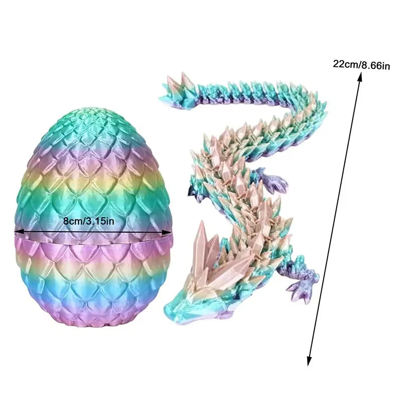 Cute 3D Printed Chinese Dragon Surprise Egg Movable Joint Articulated Dragon Mini Desktop Decoration Collectible Craft Gift