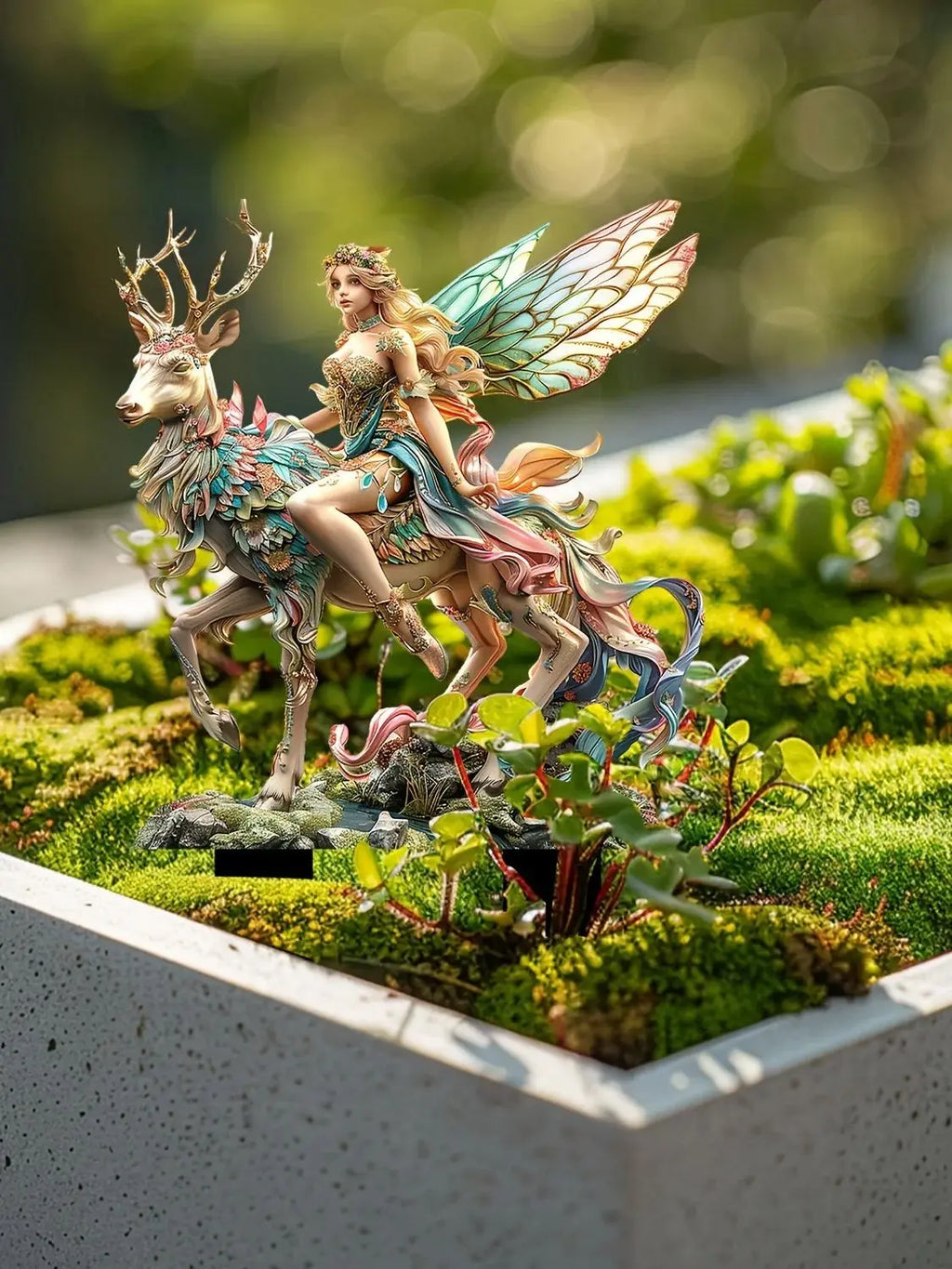 Magical Deer and Forest Elf Garden Stakes, Acrylic Garden Grounds, Pottery Plants, Decorative Scene Decoration