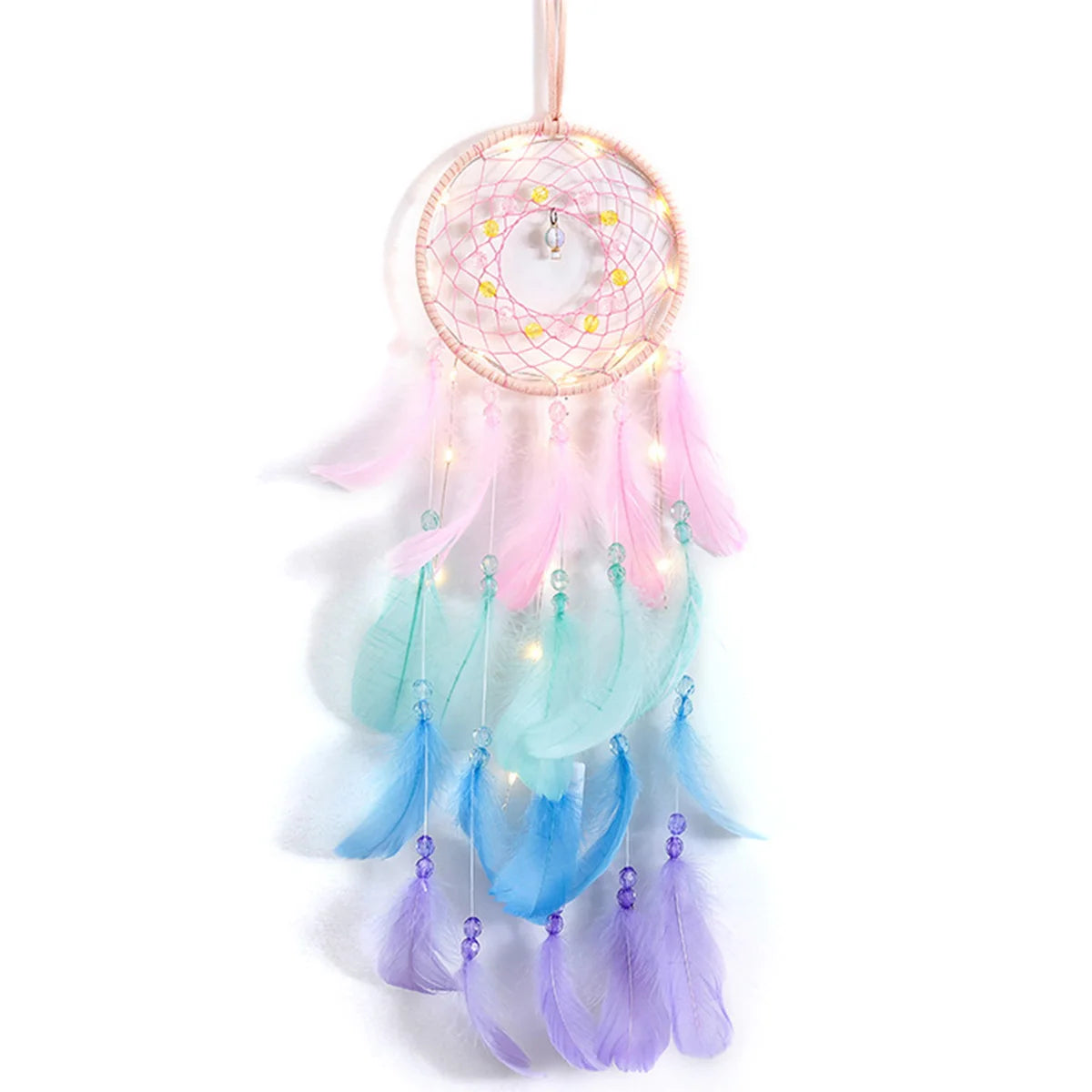 Dream Catcher Wall Decor Pink Feather Dreamcather Star Moon Wall Hanging for Girls Kids Bedroom Decor Birthday Christmas Gifts