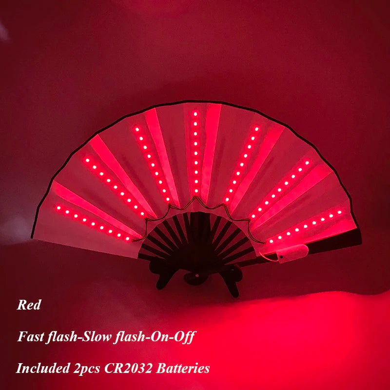 Holiday Carnival party lighting supplies  LED neon light rave fan  folding luminous fan wedding hand fan glowing in the party