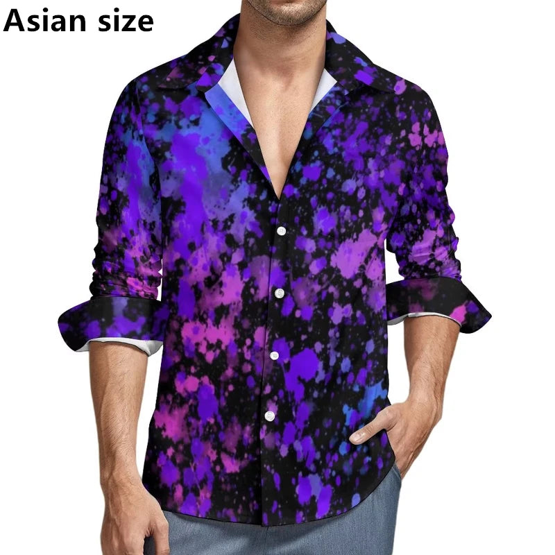 Tie-dye 3D Printed Pattern Shirt Colorful Men Long Sleeve Shirts Spring Autumn Casual  Man Elegant Blouses Y2k Unisex Clothes