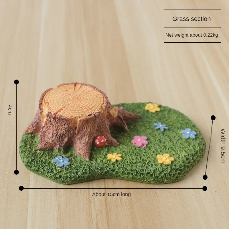 Cute Grassland Tree Hole Decoration Creative Micro Landscape Cartoon Ins Home Decoration Resin Crafts Home Decor Fairy Garden