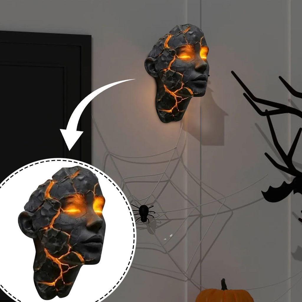 Halloween Lava Stone Skull Lamp Skull Desk Lamp with Spooky Led Light for Halloween Party Mantel Decoration Unique Room Accent