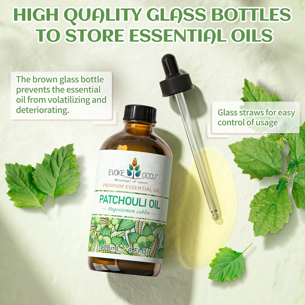 EVOKE OCCU Patchouli Essential Oil, Pure Patchouli Oil for Diffuser Massage Fragrance DIY Candle Soap Making-118ML/4 Fl.Oz