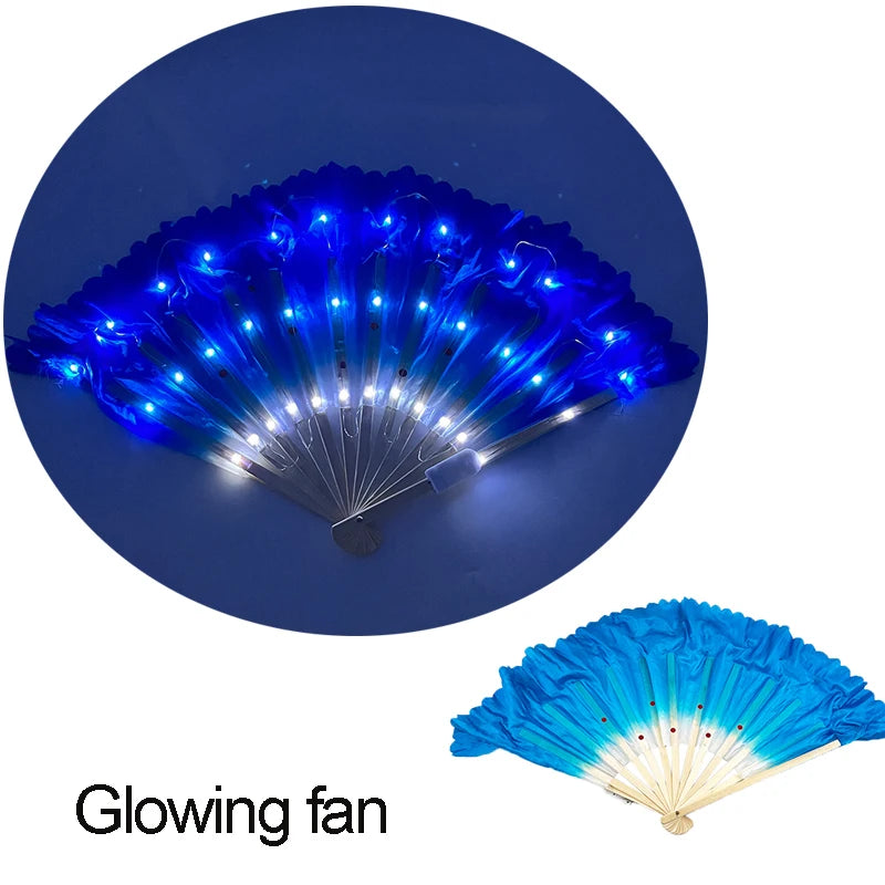 Holiday Carnival party lighting supplies  LED neon light rave fan  folding luminous fan wedding hand fan glowing in the party