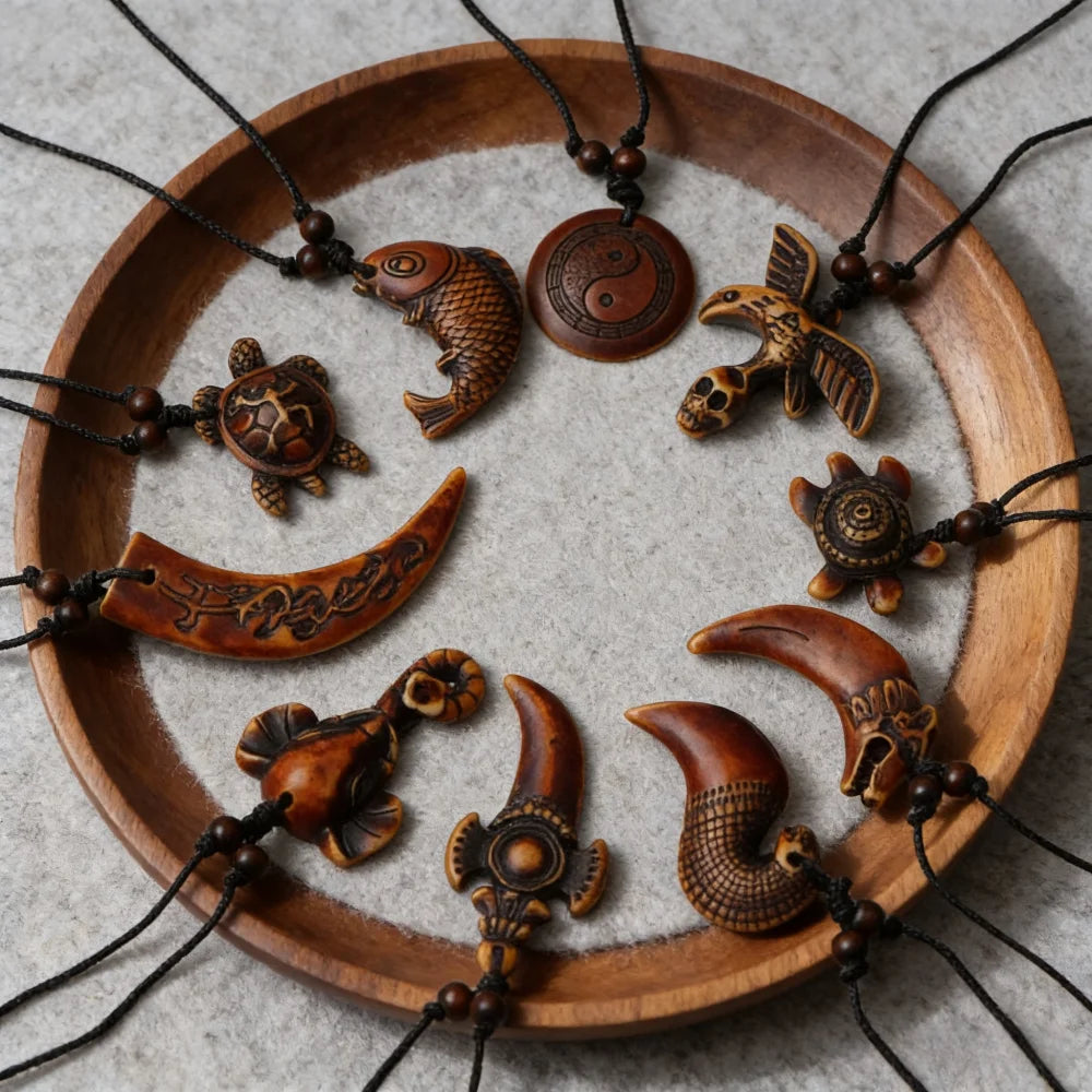 6/10/12Pcs/Lot Fashion Vintage Simple Turtle Tai Ji Fish Adjustable Necklaces For Men Women Rope Chain Jewelry Accessories Gifts