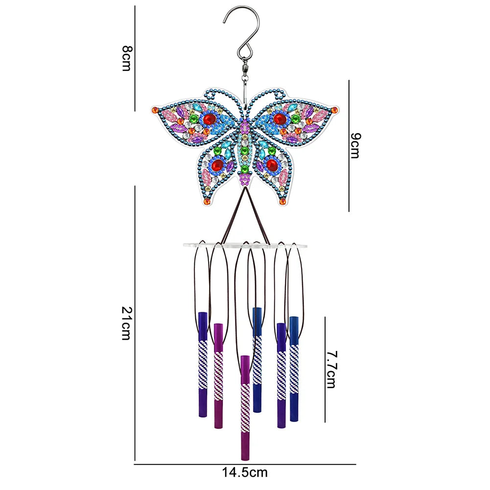 Acrylic Wind Chime Bell Pendant Diamond Painting Wind Chimes Special Shape DIY Rhinestones Wind Chime Kit for Home Garden Window