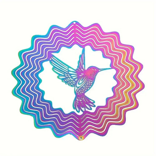 3D Rotating Hummingbird Hanging Ornament Wind Chime Art Deco Style Garden Decoration Wind Spinner