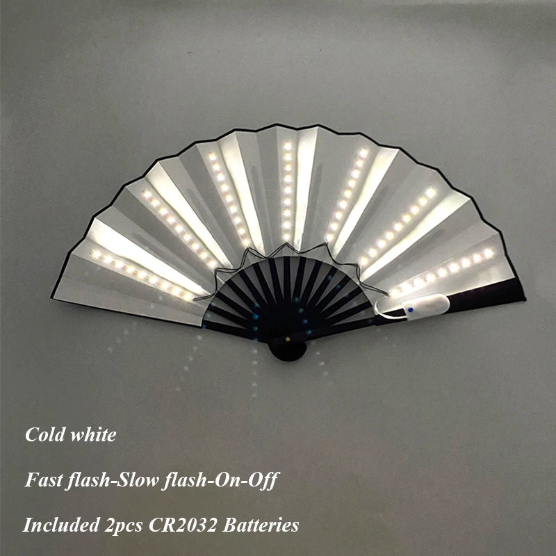 Holiday Carnival party lighting supplies  LED neon light rave fan  folding luminous fan wedding hand fan glowing in the party