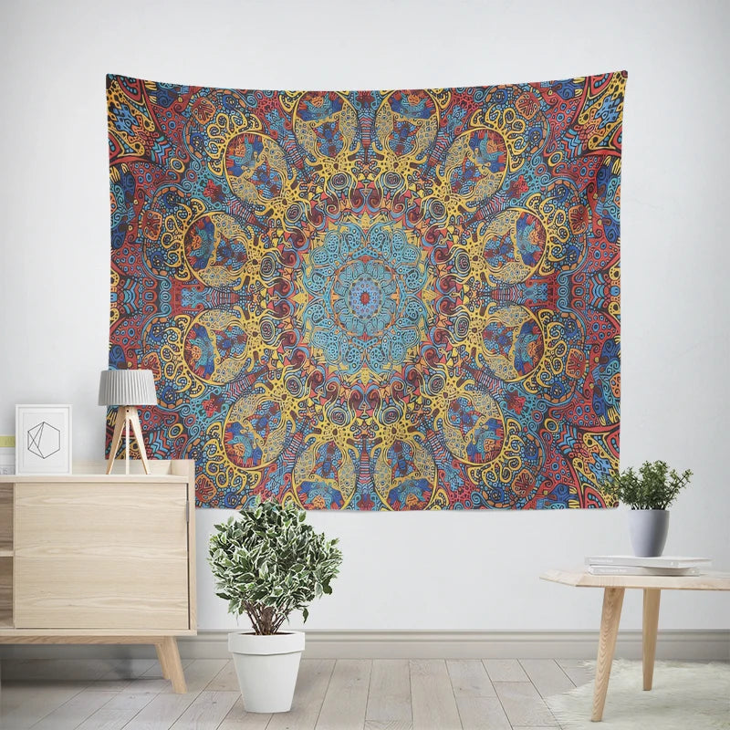 Hippie Mandala Tapestrys India Bohemian Psychedelic Bedding Decor Tapestry Aesthetic Vintage Wall Tapestry Art Tapestry Tapiz