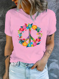 Peace Love Hippie Costume Tie Die 60s 70s Women's Casual Short Sleeve Summer T-Shirt O-Neck Tops Femminile Tee Graphic Tshirt