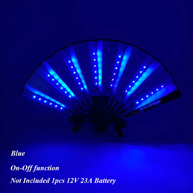 Holiday Carnival party lighting supplies  LED neon light rave fan  folding luminous fan wedding hand fan glowing in the party
