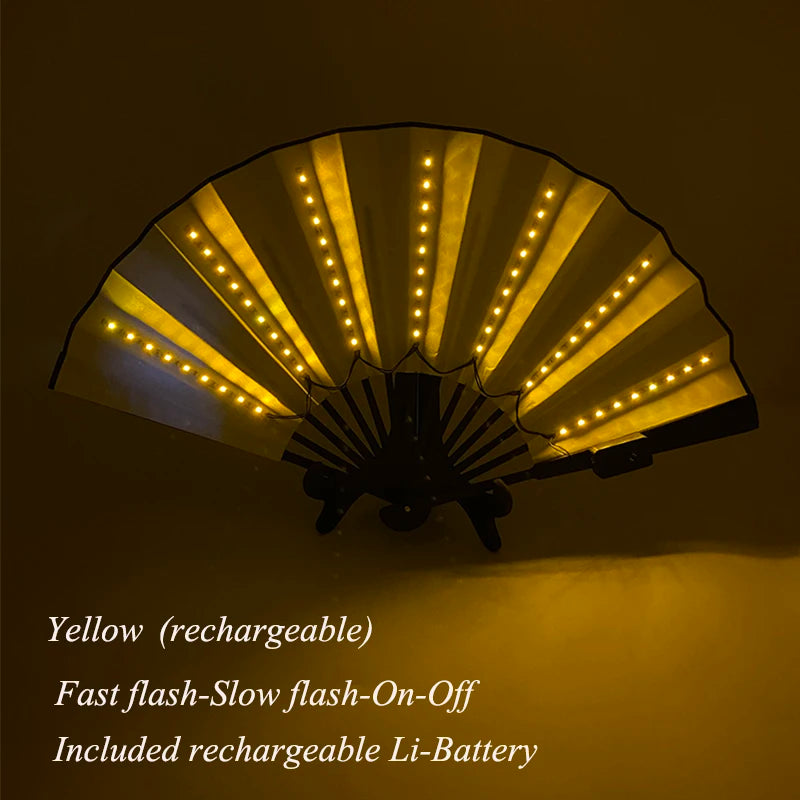Holiday Carnival party lighting supplies  LED neon light rave fan  folding luminous fan wedding hand fan glowing in the party